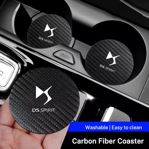 Fashion Car Carbon Fiber Water Cup Pad Anti-noise Coaster Mat For Citroen DS Spirit DS3 DS4 DS5 DS6