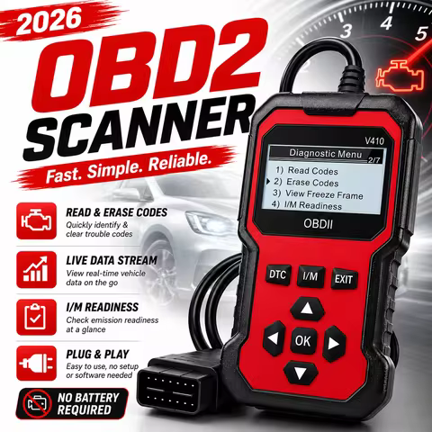 2026 V410 OBD2 Scanner Car Code Reader Plug Play OBDII Diagnostic Tool Read Erase Fault Codes Live D