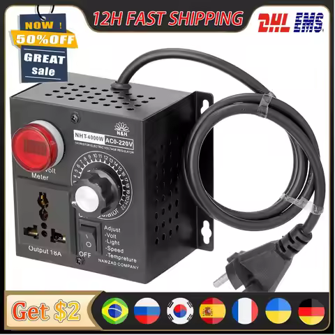 NHT-4000W Variable Voltage Controller SCR Voltage Regulator AC 220 V Compact Speed Temperature Light