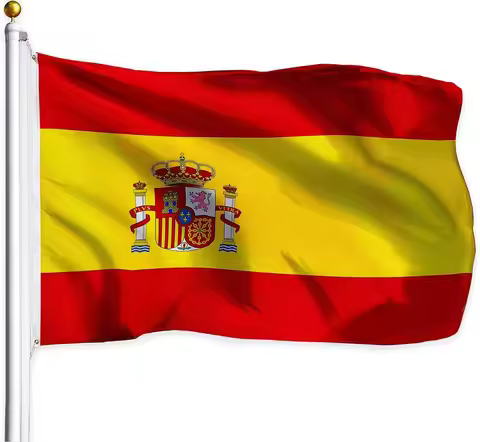 Spain Spanish Flag 3x5 Outdoor Double Sided Embroidered Image Spanish Flags Longest Lasting with Sew