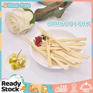 Bamboo Fork，Bamboo Fruit Fork Individually Wrapped Small Fork Disposable Fruit Stick Natural Sushi B