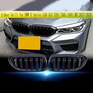[themremain]-Car Front Bumper Racing Grille Double Slat Kidney Grill for 5 Series G30 G31 520i 530i 