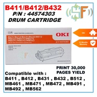OKI Drum Cartridge 30K 44574303 B411 B412 B431 B432 B512 MB461 MB471 MB472 MB491 MB492 MB562 Printer
