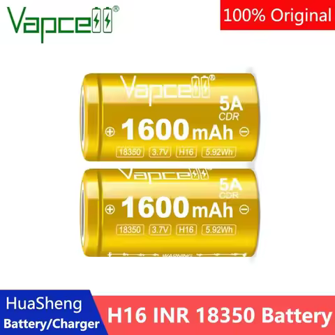 High Capacity Vapcell H16 INR 18350 Battery 1600mAh 5A 3.7V Lithium ion Rechargeable Battery 18350 F