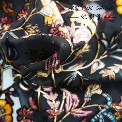 The Black Bottom Etched-Out Velvet Fabric For Dress Diy