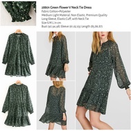 HIJAU 28801 Green Dress Imported Green Flower V Neck Dress
