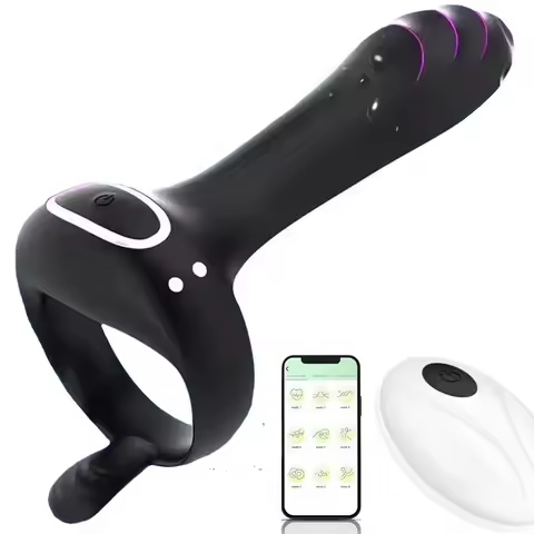 Powerful Wireless Anal Vibrator Male Butt Plug Remote Control Prostate Massager Thrusting Cock Ring 