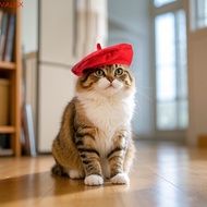 VALEX Cat Beret Hat, Cute Breathable Cat Dog Caps, Creative Fashionable Comfortable Red Black Cat Su