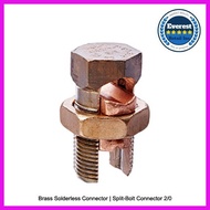 ❏ ✻ Brass Solderless Connector | Split-Bolt Connector (#6, #4, #2, 1/0, 2/0, 3/0)