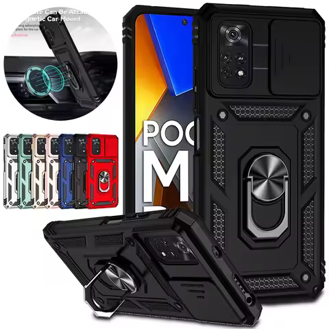 For Xiaomi Poco M4 Pro 4G Case Camera Armor Car Ring Phone Case For Poco Poko Pocco Little M4Pro M 4