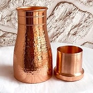 2activelife-Handmade Hammered Copper Carafe Pitcher - Pure Copper Water Bottle for Bedroom, Sports, and Yoga - Heavy Duty Copper Vessel with Lid - 1000ml/34oz Capacity