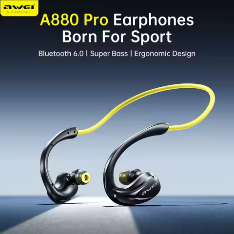 Awei A880pro Wireless Bluetooth Headset Gaming Earphones Neckband Open Ear Sports Headphone EarHook 