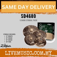 Zildjian SD4680 S Dark Cymbal Pack - 14" Hi-hats, 16" and 18" Crashes, and 20" Ride (SD4680)