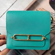 🌈Hermes💚Mini Roulis 19💚綠色金扣💚98新🌈evercolor皮🌟愛馬仕🌟