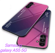 [ส่งจากไทย] เคสกระจก กันกระแทก Case โทรศัพท์ ซัมซุง Samsung galaxy A55 5G เคสกระจกสองสี เงาไล่สี ขอบนิ่มเคส