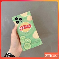 เคสถุงขนมสกรีนลาย กันเลนส์กล้อง บิดงอได้สำหรับ 11 11promax 12 12pro 12promax 13 13promax 14 14Pro 14