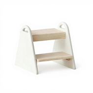 Step Stool Wooden 2 Step Stool for Children Anti-Slip Foot Stool Sturdy Bathroom Kitchen