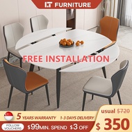 It-Store Round Table Extendable Dining Table Round Table Folding Round Table HDB Sintered Stone Dini