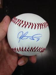 [J.K 收藏館 ] MLB  WBSC 12強 費城隊總冠軍 Pedro Feliz親筆簽名於真皮空白球!