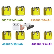 2025 New 3.7 V Battery 401012 501010 30mAh 40mAh Bluetooth Earphone Rechargeable Lithium Battery 401
