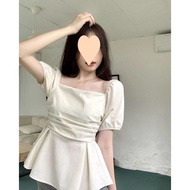 New Plus Size French Style Belly Covering Slimming Age-Reducing Short Top for Women Summer Elegant W