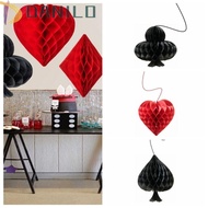 DANILO1 4pcs/Set Honeycomb Hanging Ornament, Perfect Red&black Casino Themed Pendant Paper, Dangling
