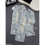 Painted straight-leg jeans with chain belt QC 89861