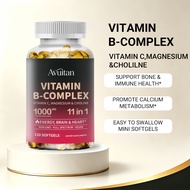 Avuitan Vitamin B-Complex 11 in 1 120 Softgel B Kompleks B1 B6 B12 Biotin Kolin Magnesium Tenaga Ota
