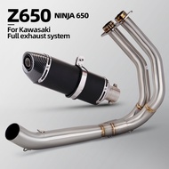 For Kawasaki Ninja Z 650 Z650 Ninja650 Front Pipe Connect R77 Muffler with DB Killer Motorcycle Full