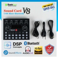 SOUNDCARD V8S BLUETOOTH USB POWER MIXER MINI AUDIO AMPLIFIER DIGITAL - SM SOUND