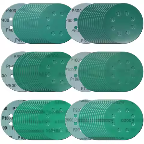40Pcs 5 Inch 125MM 8 Holes 60 to 2000 Grits Hook and Loop Polyester Film Sandpaper Sanding Disc Abra