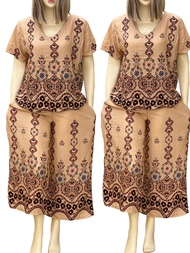 CHALLIS V NECK TERNO SQUARE PANTS HIGH QUALITY PURE CHALLIS BEST FIT LARGE UP TO 2XL.