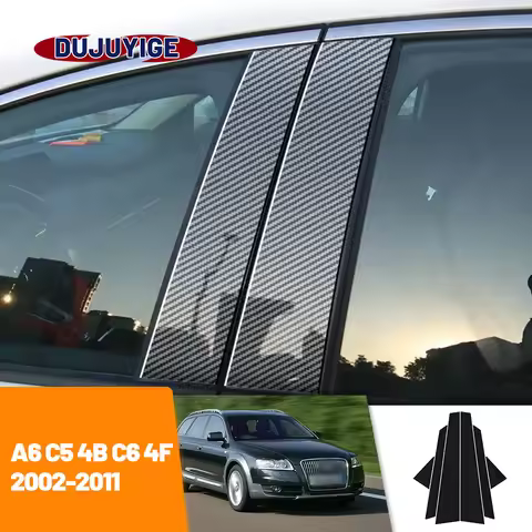 For Audi A6 C5 4B C6 4F 2002-2011 2003 2004 2005 2006 Carbon Fiber Window Door Column Deal B C Pilla