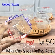 Mika Cup Saos Puding Cake Jelly Kotak 35ml 60ml 90ml 100ml isi 50 pcs Cup Mayo Bumbu 35 60 90 100 ml