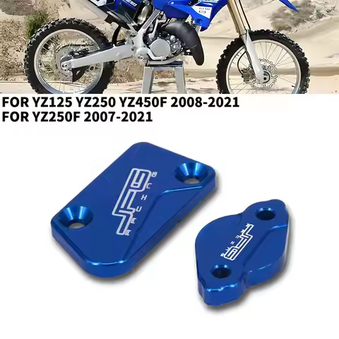 Motorcycle Front And Rear Brake Fluid Reservoir Cover CNC Cap Set Compatible For YZ125 YZ250 YZ426F-