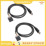 [CloudsMiles] 2Pcs USB 9Pin to USB Type C Cable for Computer Motherboard to USBC Secondary Screen PC