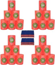 VITURIO 24 Soft Foam Targets Set for Nerf N Strike, Gun, Pistol, and 40 Soft Bullet Dart Cans (64 Pieces Total) Shooting Practice, Toy Blasters, Boys and Girls