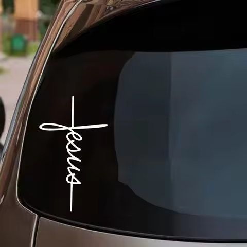 Jesus Cross Car Decal, God Cross Car Emblem, Jesus Car Window and Grille Decal, or Grille Decal