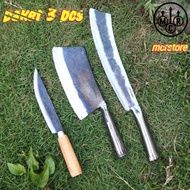 Economy Package Contains 3 Pieces of Genuine Steel Meat Knives - Bone Chopping Knives - Quality Vege