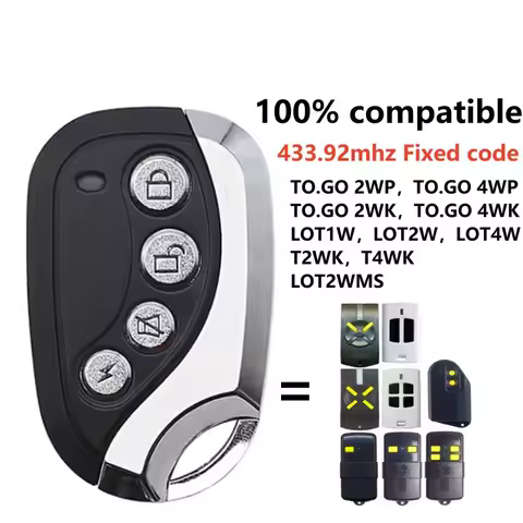 For TO.GO 2/4WK,2/4WP,T2/T4WK,LOT1W,LOT2W,LOT4,WLOT2WMS 433MHz Garage Door Remote Control 433,92mhz 