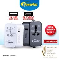 PowerPac Multi Adapter | Travel Adapter With 1x USB + 2xType-C Charger | US UK EU AU Adapter (PP7970)