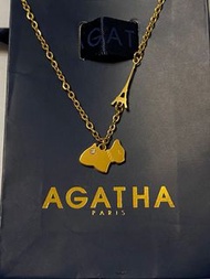 包郵 AGATHA Paris signature 招牌狗仔x巴黎鐵塔頸鏈 金色