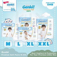 Nepia Genki Premium Soft Pants/M32, L30, XL26, XXL18/Diapers Pampers Diaper Pants - KIDDY LAMB