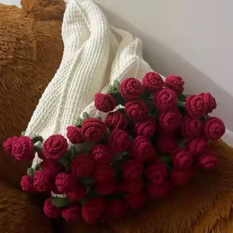 Flower Bouquet Blanket DIY Material Package Crocheted Blanket Soft Knitted Throw Blanket Creative Gi
