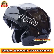 helm mds modular / helm full face mds pro rider black termurah