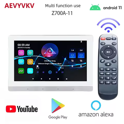 WIFI In Wall Amplifier 7'' Bluetooth Touch Screen Android 11 Wall Panel 8X30W Background Stereo Soun