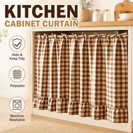 Farmhouse Oven Skirt Handmade Plaid Oven Curtain Rustic Washable Curtain Kitchen Anti Cover E5G1