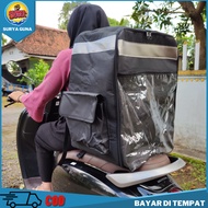 Tas barang untuk sepeda motor box motor warna hitam multifungsi tas kurir punggung bahan dinier poly