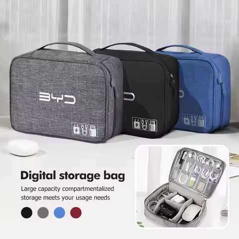 Large Capacity USB Gadget Cable Bag Hard Disk Charger Organizer For BYD M6 G3 G5 T3 F3 F0 S6 S7 E5 E