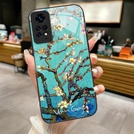Van Gogh Apricot Blossom design Tempered Glass Phone Case Cover For POCO F3 F4 F5 M5 M6 4G X3 X4 GT 